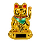 Figurine Solaire Maneki Néko - Lucky Cat Japonais or
