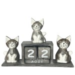 Calendrier perptuel artisanal chats bruns en bois