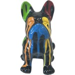 Statuette bouledogue Franais assis noir en cramique