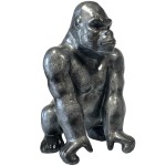 Statuette Gorille argent en cramique finition patin 37 cm