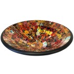 Coupelle ronde dcorative en mosaque de verre rouge 27 cm