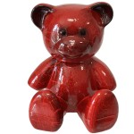 Statuette ourson en cramique rouge 23 cm