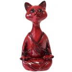 Statuette chat en mditation en cramique rouge 34 cm