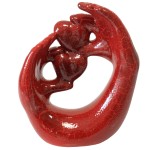 Statuette amour en cramique rouge 23 cm