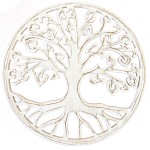 Dcoration murale arbre de vie en bois blanc patin 30 cm