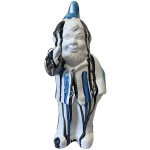 Statuette Lutin grossier blanc en cramique finition multicolore