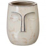 Vase Visage couleur crme en cramique 15 cm