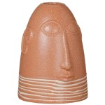 Vase ocre orange Visage en cramique