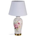 Lampe floral avec abat jour blanc - 54 cm