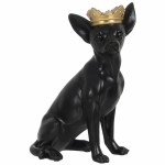 Figurine Chihuahua en rsine noire et or 25 cm