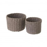 Lot de 2 Corbeilles en fibre de papier tresse - Gris