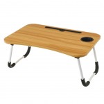 Plateau sur pieds multifonction pliable - couleur Bois - 60 cm