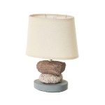 Lampe en ciment rondin de bois et cailloux 26.5 cm