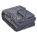 Plaid en velours ctel sherpa gris 125 x 150 cm