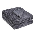 Couvre Lit en velours ctel sherpa gris - 220 x 160 cm