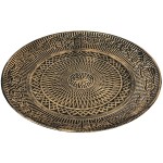 Plateau rond en bois patin dor