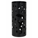 Porte-parapluie rond noir m�tal motif pluie 49 cm