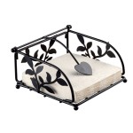 Porte-serviettes en mtal noir dcor feuillage