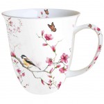 Mug en Porcelaine fine - Oiseau, papillon et fleurs