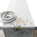 Chemin de table oiseaux en coton - 40 x 150 cm