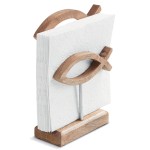 Porte-serviettes en mtal et bois de manguier  19,5 cm