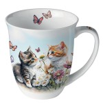 Mug chatons et papillons en porcelaine fine 400 ml