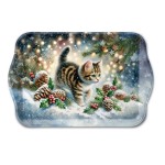 Plateau de Nol  Chaton dans la neige 20,5 x 13,5 cm