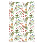 Torchon en coton oiseaux et baies 50 x 70 cm