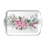Plateau de Nol  Poinsettia rose 20,5 x 13,5 cm