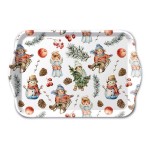 Plateau de Nol  Enfants et bonhomme de neige 20,5 x 13,5 cm