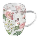 Tasse Double Paroi � Papillons et Fleurs Romantiques