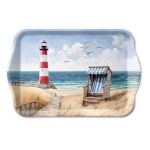 Mini plateau rectangulaire en m�lamine � plage et phare