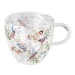 Tasse � th� double paroi Papillons et Fleurs Roses