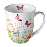 Mug papillons et fleurs en porcelaine fine 400 ml