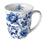Mug fleurs bleues en porcelaine fine 400 ml