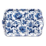 Mini plateau rectangulaire en m�lamine � fleurs bleues