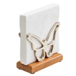 Porte-serviettes papillon en bois de manguier et m�tal 16,5 cm