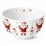 Bol en porcelaine fine d�cor P�re No�l et Bonhommes de Neige