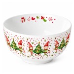 Bol en porcelaine fine d�cor Lutins de No�l