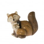 Figurine Renards en rsine aspect bois 11.5 cm