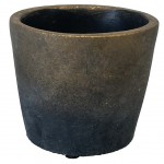 Cache Pot Gris et Or en ciment 9 cm