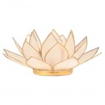 Photophore Fleur de Lotus Blanc finition or