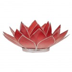 Photophore Fleur de Lotus rouge finition argente Chakra 1