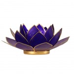 Photophore Fleur de Lotus Indigo finition dorée Chakra 6