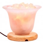 Lampe  cristaux de sel et de Quartz rose 19 cm