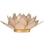 Photophore Fleur de Lotus perle finition or
