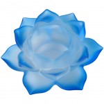 Bougeoir d?ambiance Lotus en verre Bleu