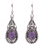 Boucles d'oreilles bohme amthyste et laiton argent