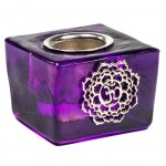 Bougeoir cube en verre violet - Chakra Couronne