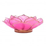 Photophore Ptales de Lotus Rose finition dore